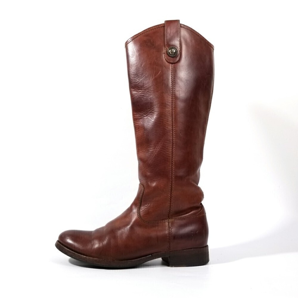 FRYE Melissa Whiskey Leather Button Lug Tall Boots Western Horse Gir Equestrian - Picture 3 of 12